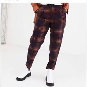 Monki Check Tailored Peg Pants